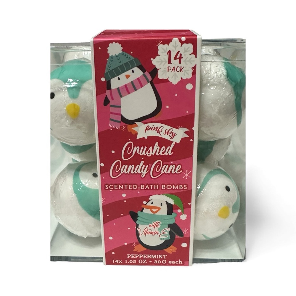 Crushed Candy Cane Bath Bombs Peppermint Scented 14 Pack